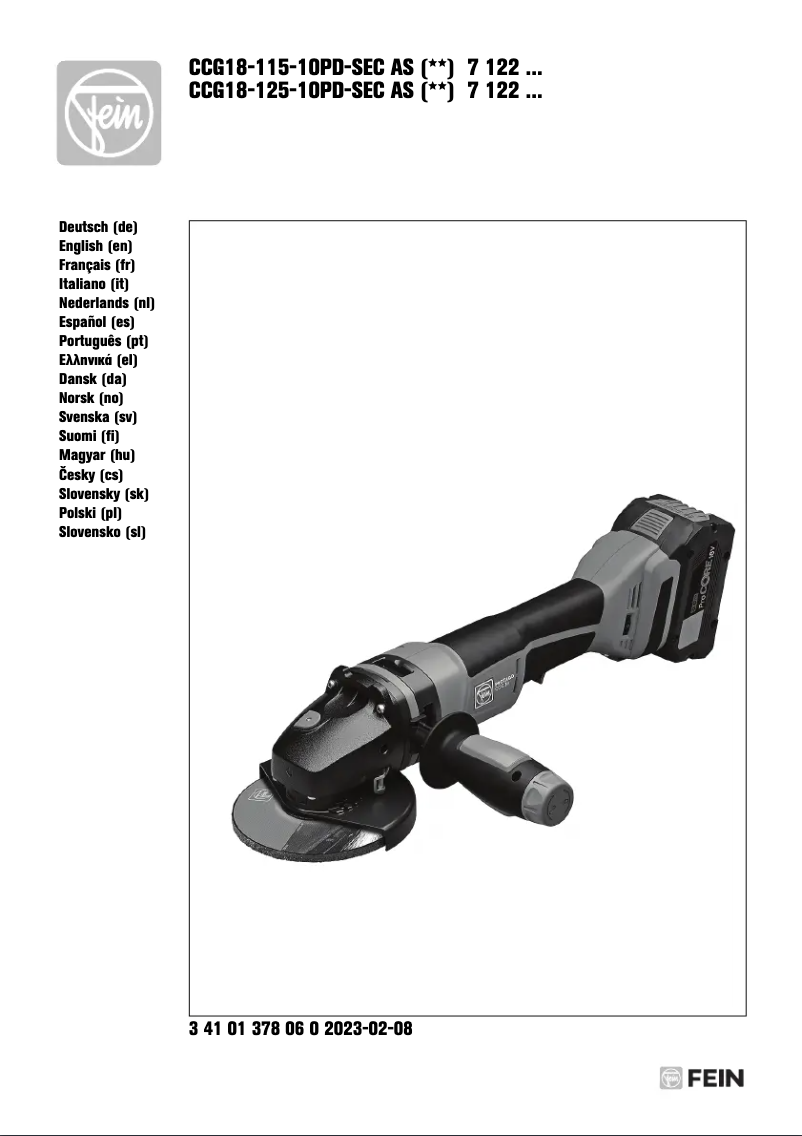 Página nº 1 - Manual de usuario Fein CCG 18-125-10 PD-SEC AS