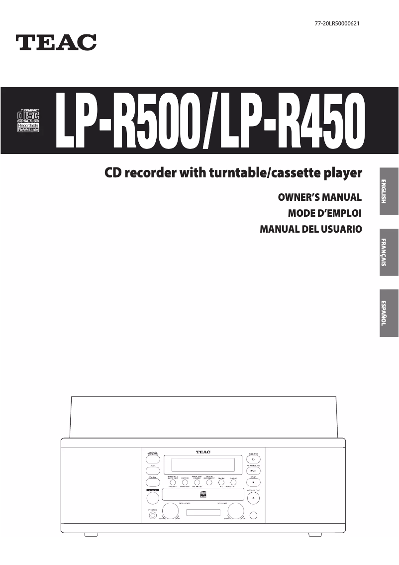 Imagen de la primera página del manual del dispositivo LP-R500A