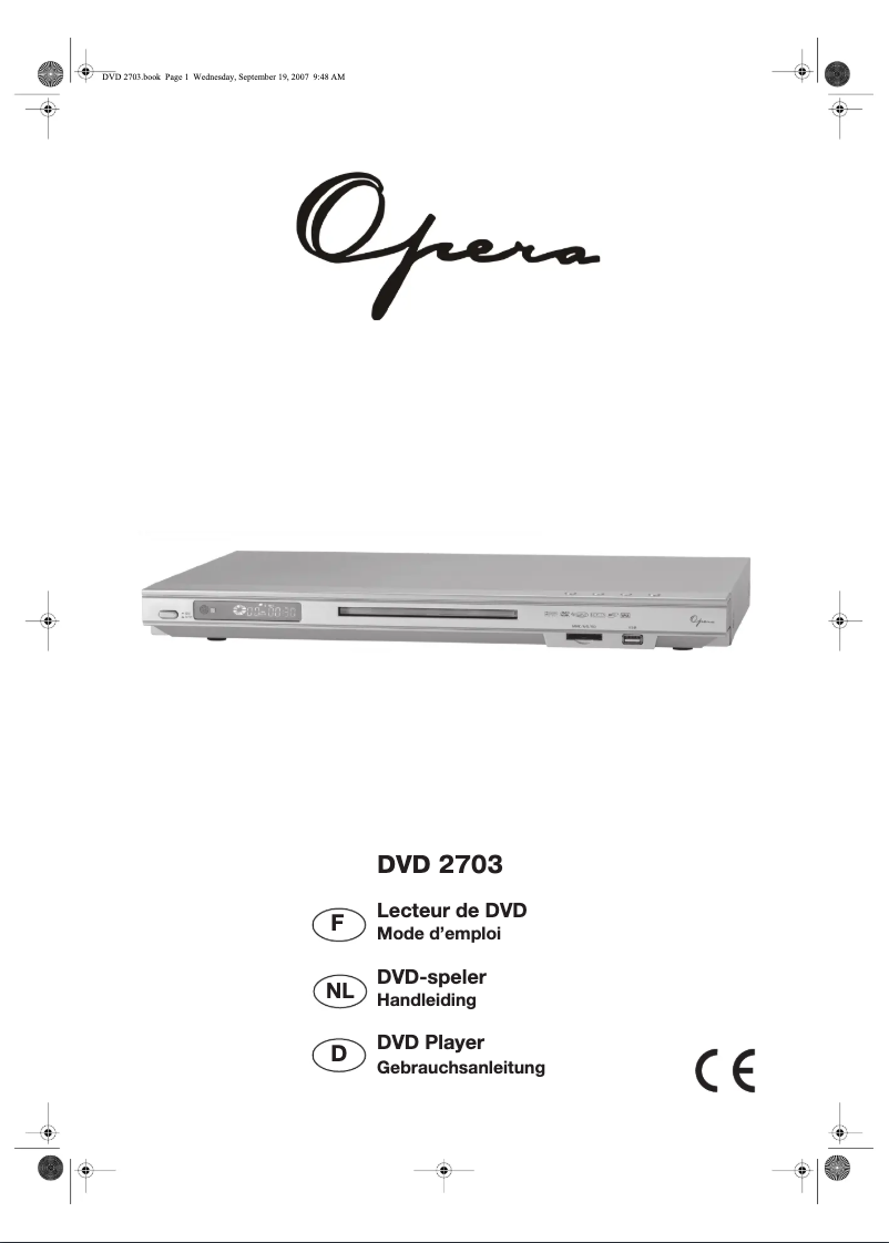 Página 1 del manual Manual de usuario Opera DVD2703