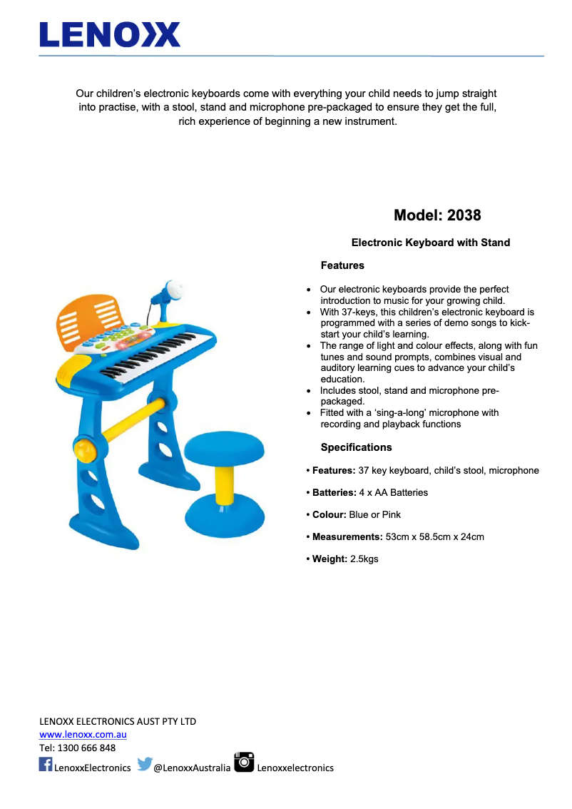 Página 1 del manual Ficha técnica Gem Toys 2038