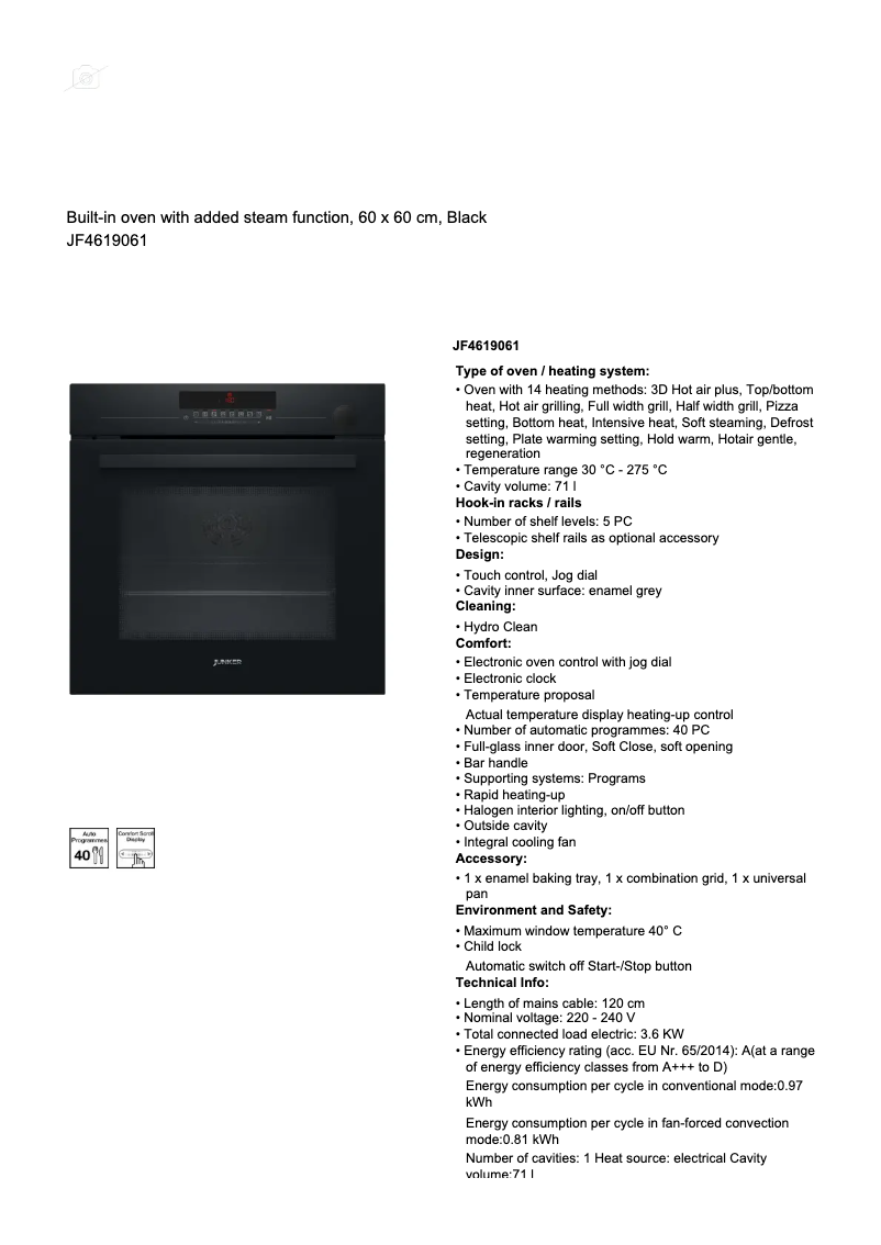 Página 1 del manual Ficha técnica Junker JF4619061