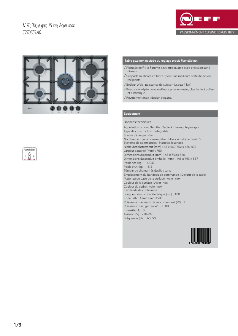 Página nº 1 - Ficha técnica Neff T27DS59N0