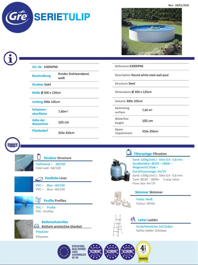Página nº 1 - Ficha técnica Gre K3000PNE