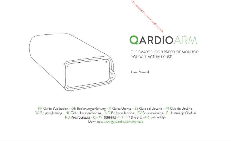 Imagen de la primera página del manual del dispositivo QardioArm