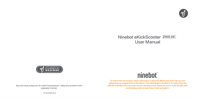 Imagen de la primera página del manual del dispositivo Ninebot eKickScooter ZING A6