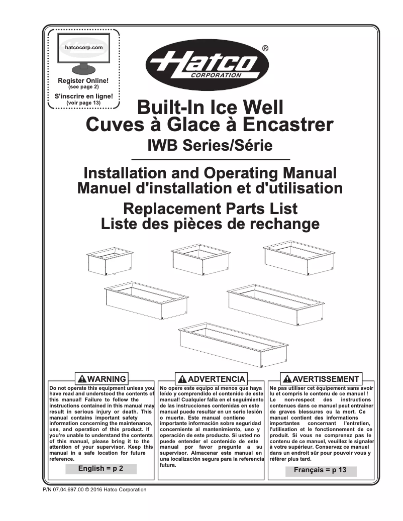 Página 1 del manual Manual de usuario Hatco IWB-S4