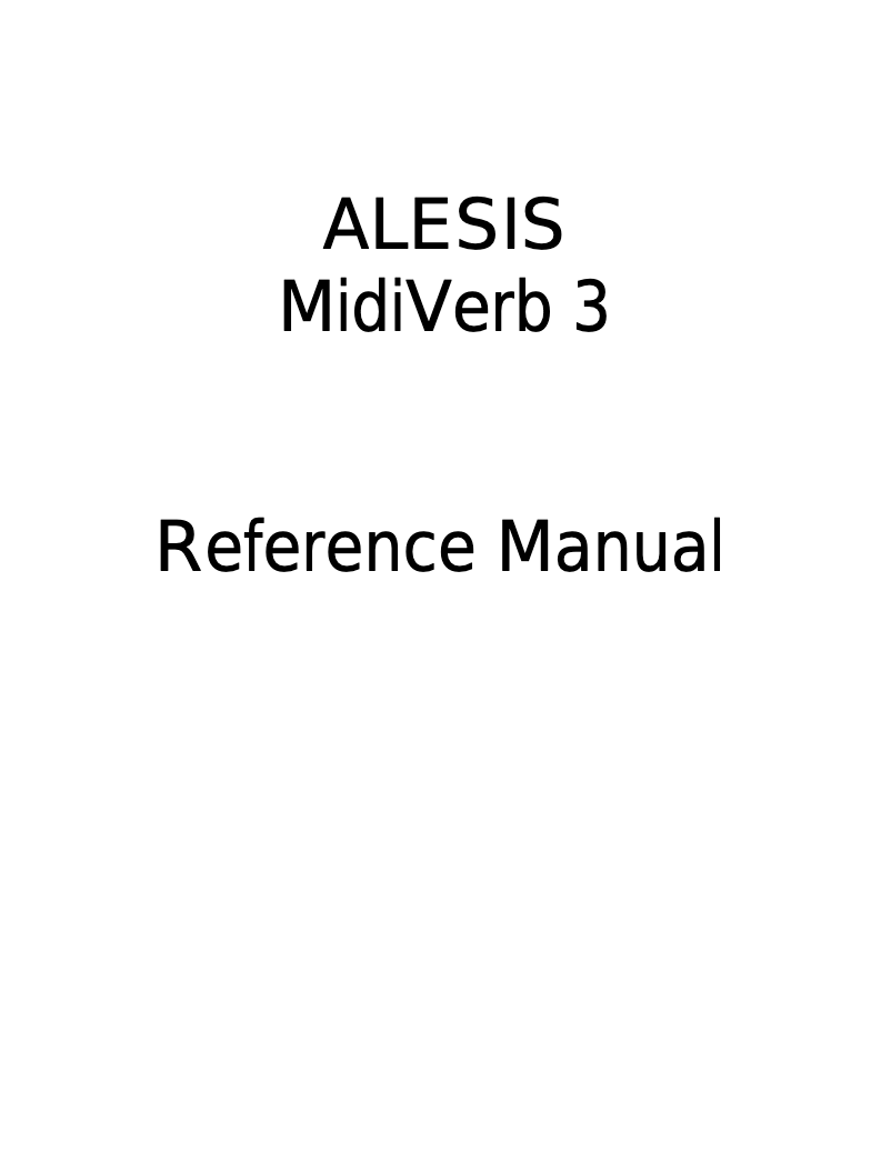 Página nº 1 - Manual de usuario Alesis MidiVerb 3