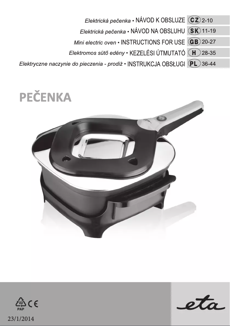 Página nº 1 - Manual de usuario Eta 013390000