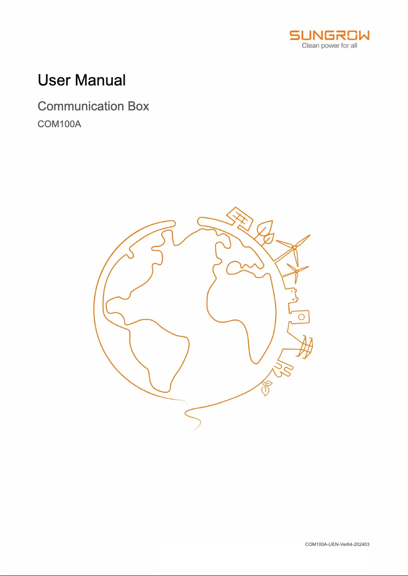 Imagen de la primera página del manual del dispositivo COM100E