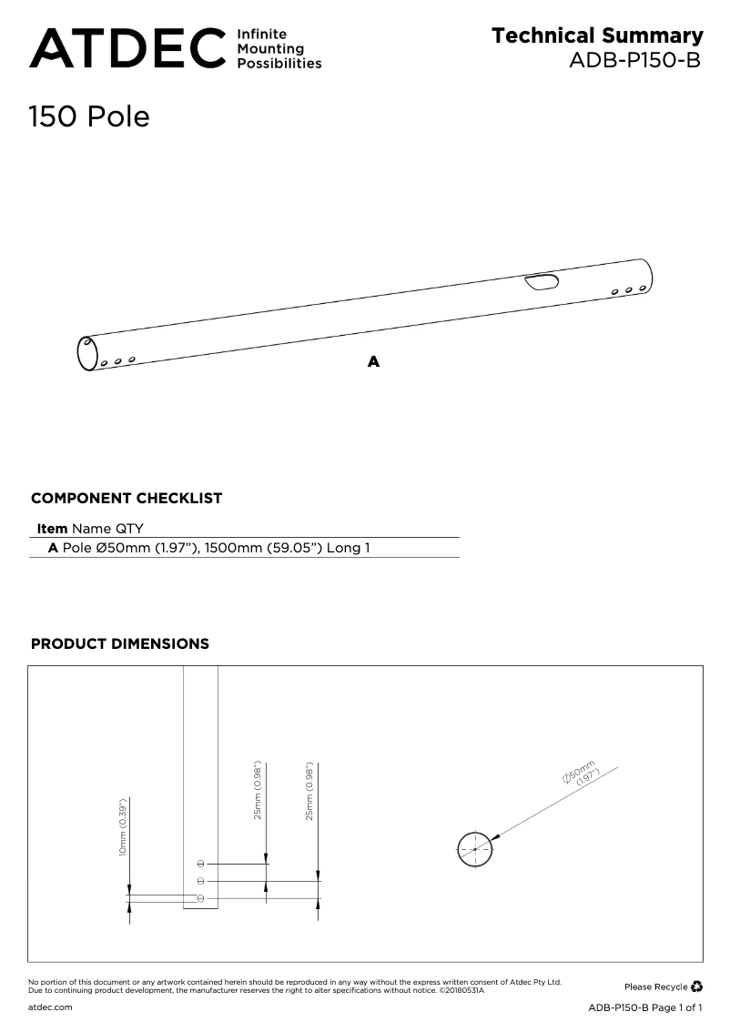 Imagen de la primera página del manual del dispositivo ADB-P150-B