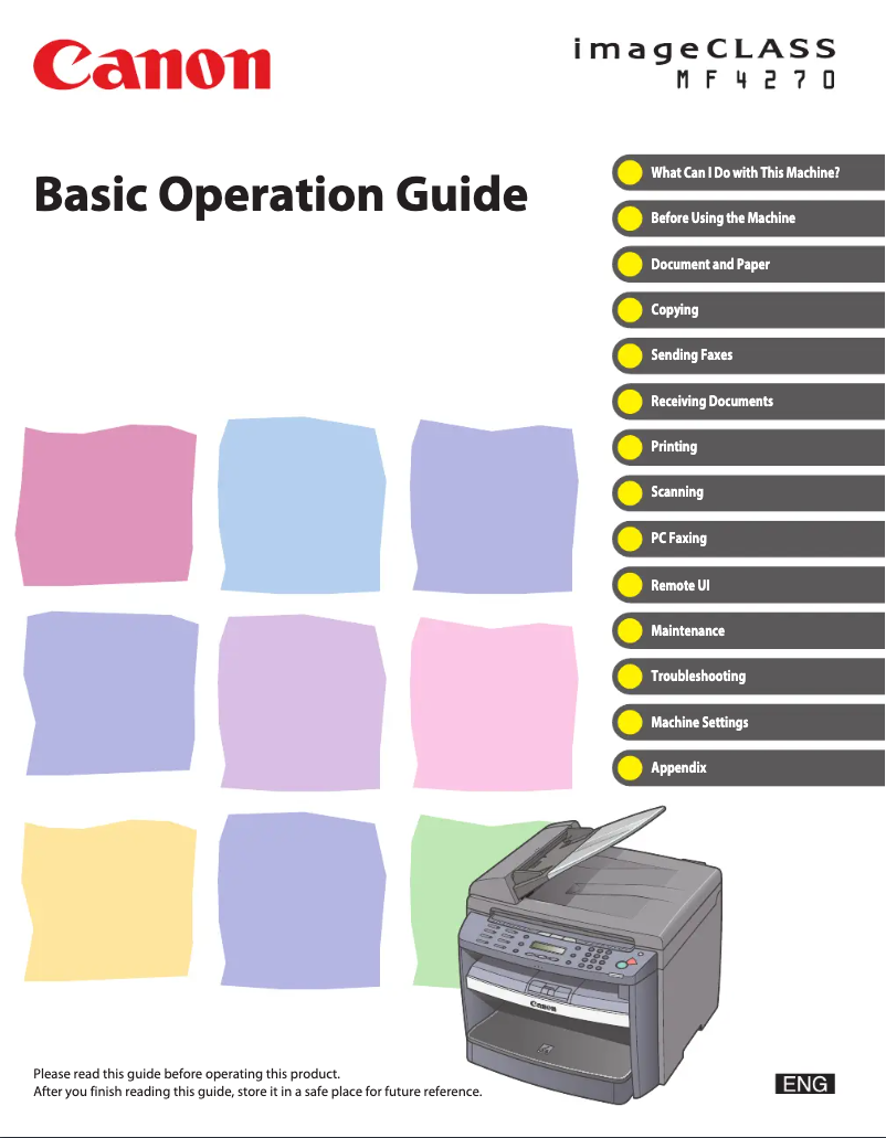 Imagen de la primera página del manual del dispositivo i-SENSYS MF4270