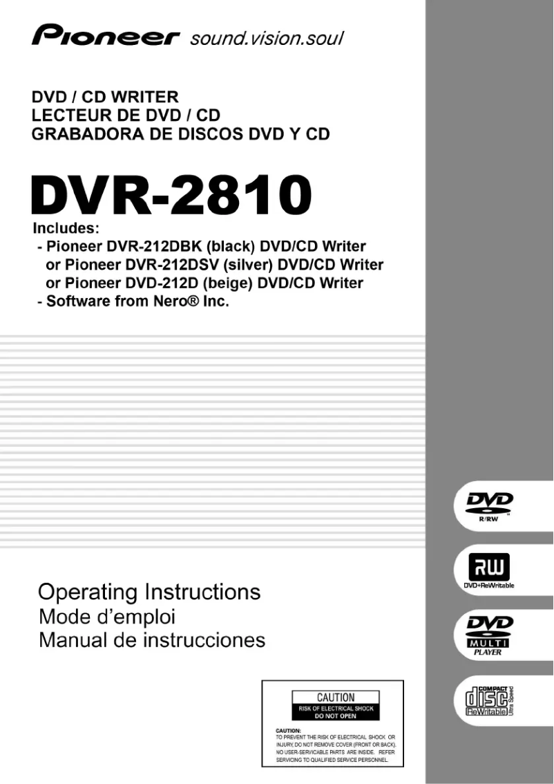 Página 1 del manual Manual de usuario Pioneer DVR-2810