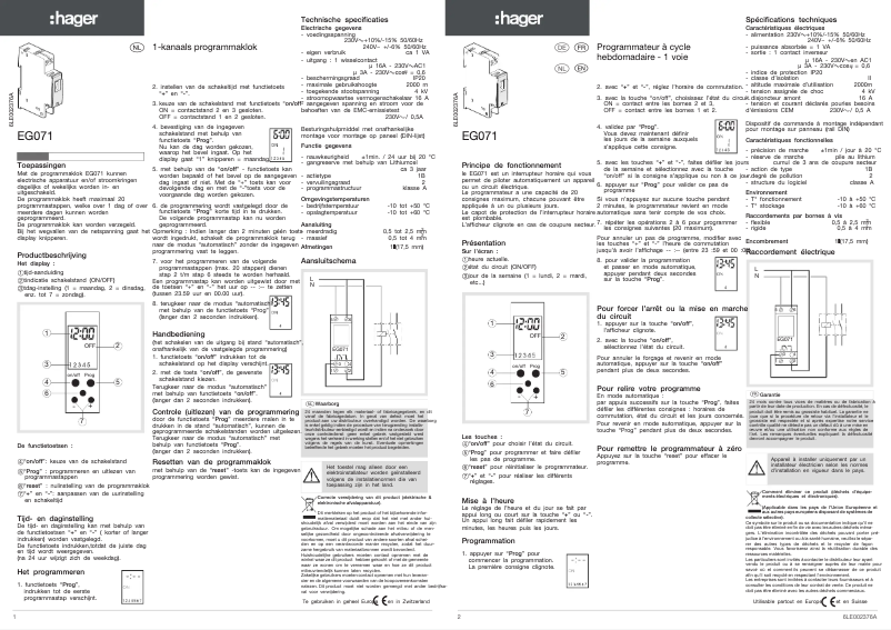 Página 1 del manual Manual de usuario Hager EG071