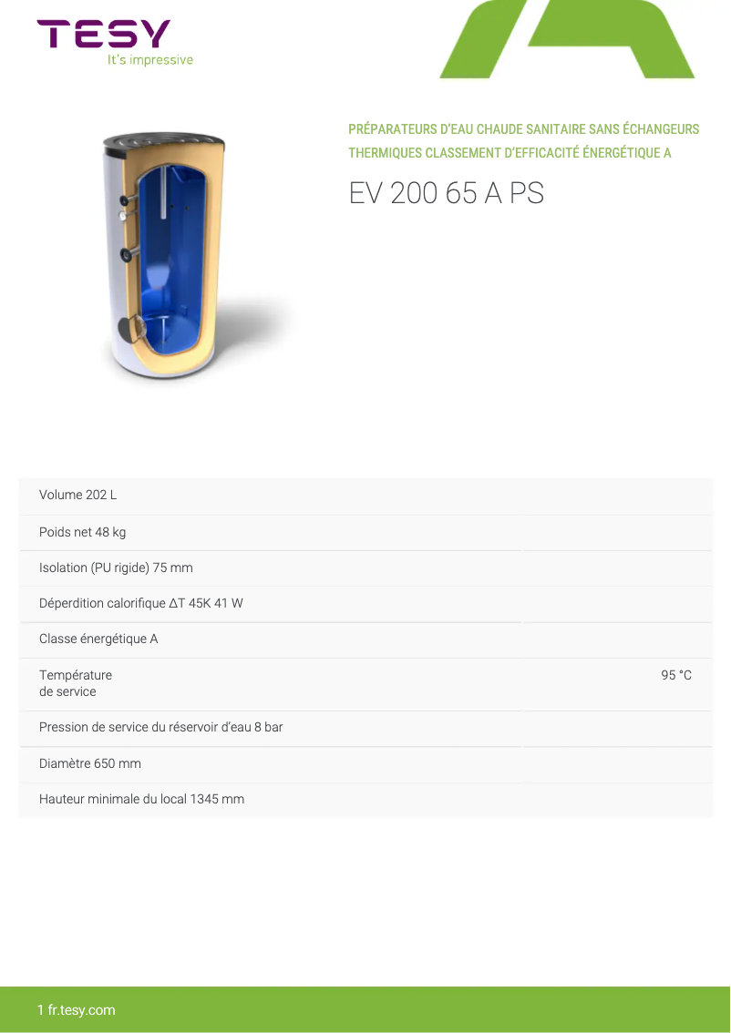 Página 1 del manual Manual de usuario Tesy EV 200 65 A PS