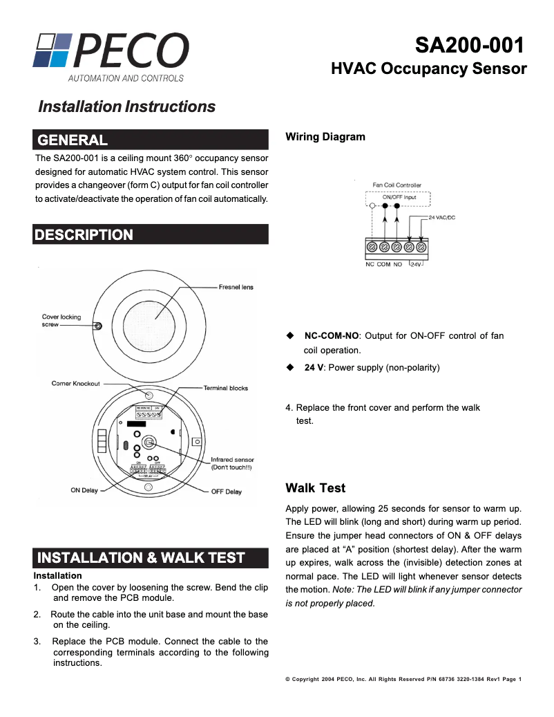 Imagen de la primera página del manual del dispositivo SA200-001