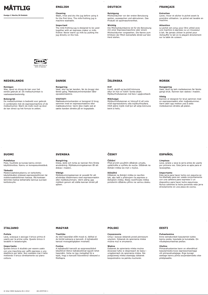 Página 1 del manual Manual de usuario Ikea MÅTTLIG 501.498.43