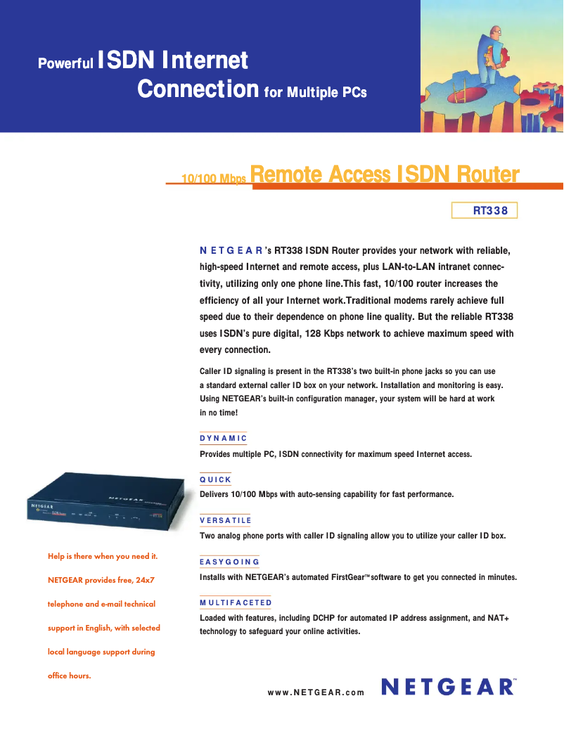 Página 1 del manual Ficha técnica Netgear RT338