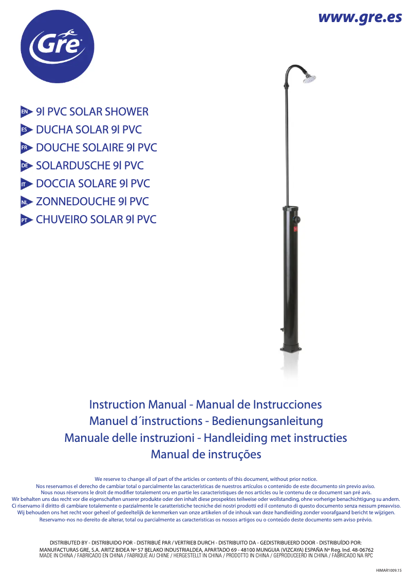 Página 1 del manual Manual de usuario Gre AR1009