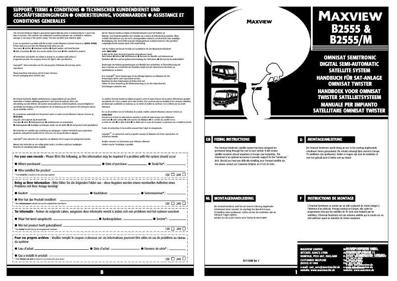 Imagen de la primera página del manual del dispositivo B2555M