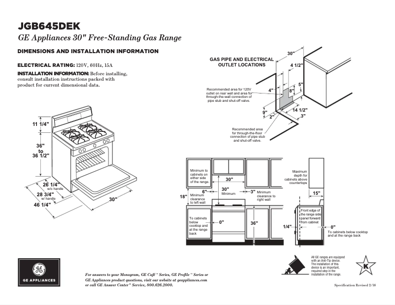 Imagen de la primera página del manual del dispositivo JGB645DEKBB