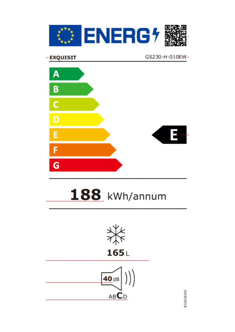 Página 1 del manual Etiqueta energética Exquisit GS230-H-010EW