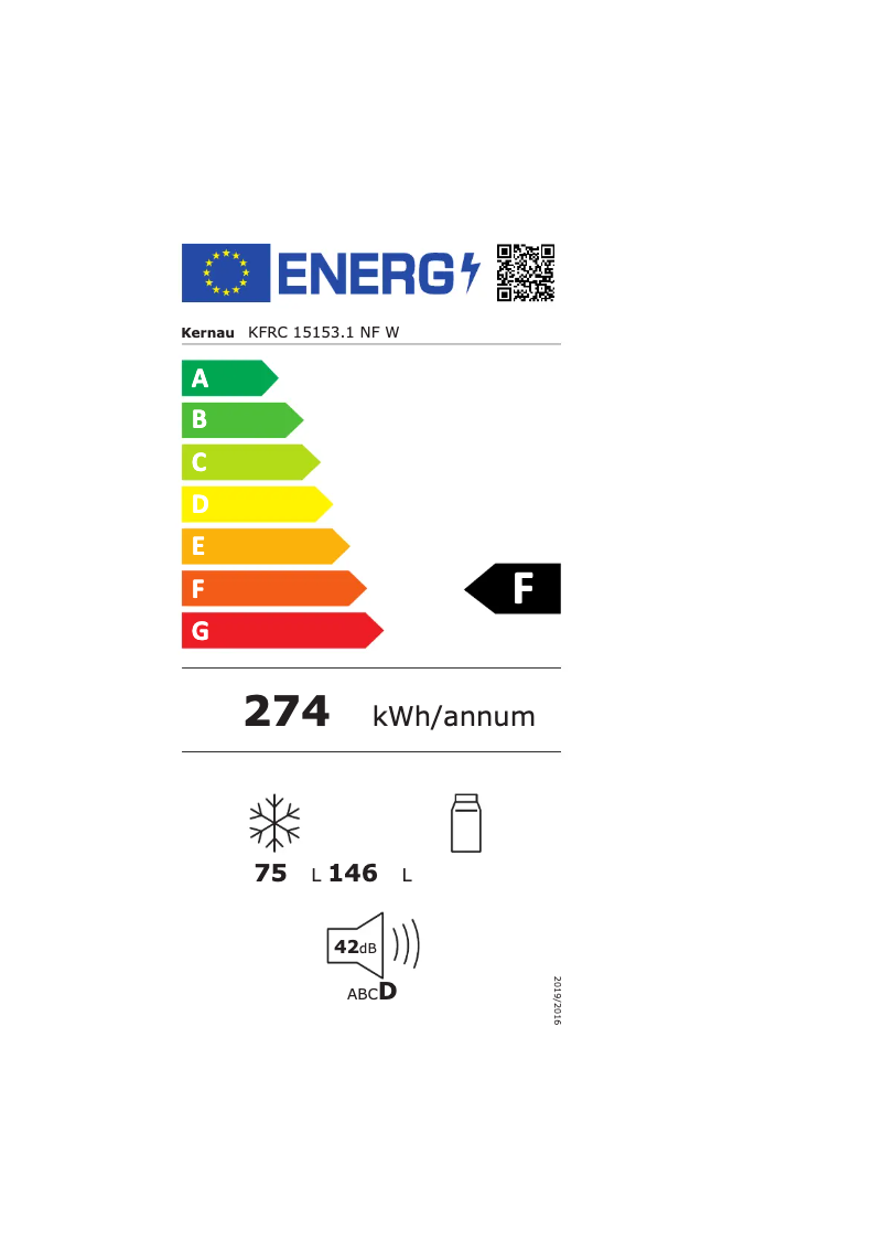 Página 1 del manual Etiqueta energética Kernau KFRC 15153.1 NF W