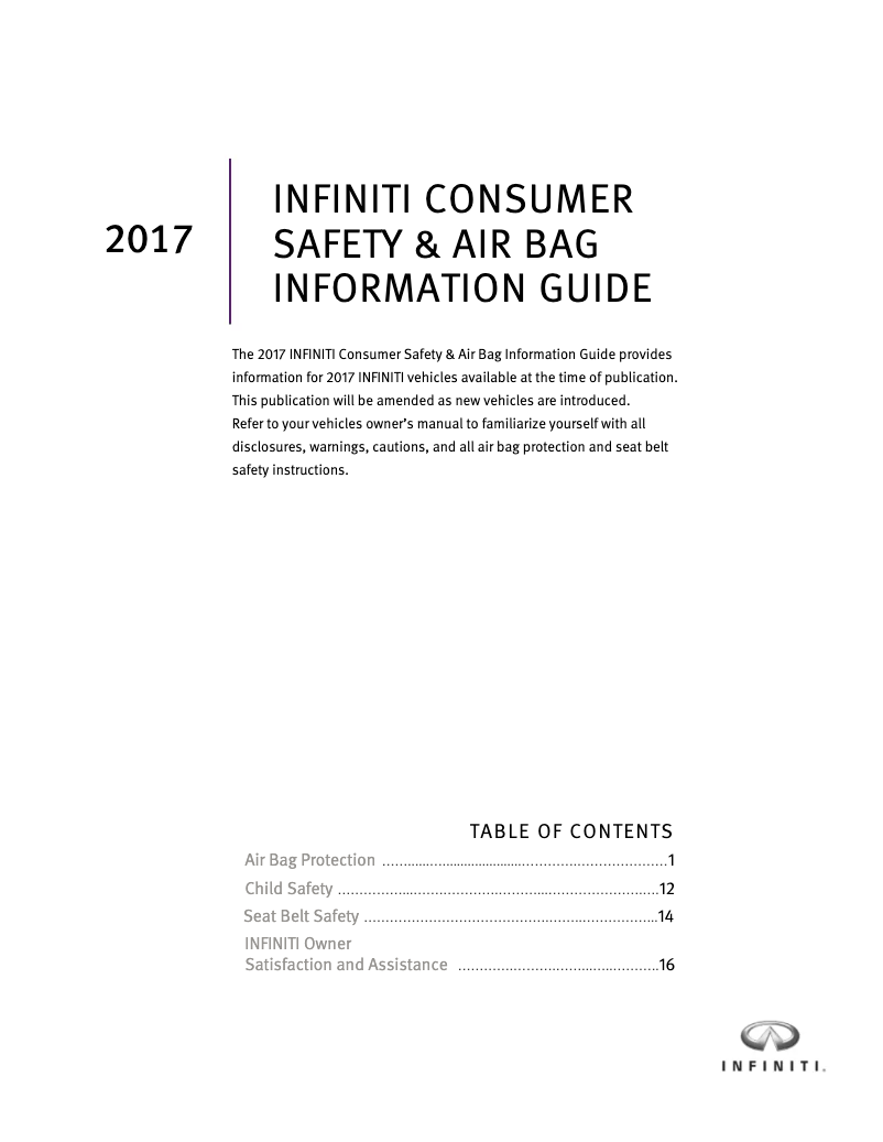 Página nº 1 - Instrucciones de seguridad Infiniti Q60 Coupe (2017)