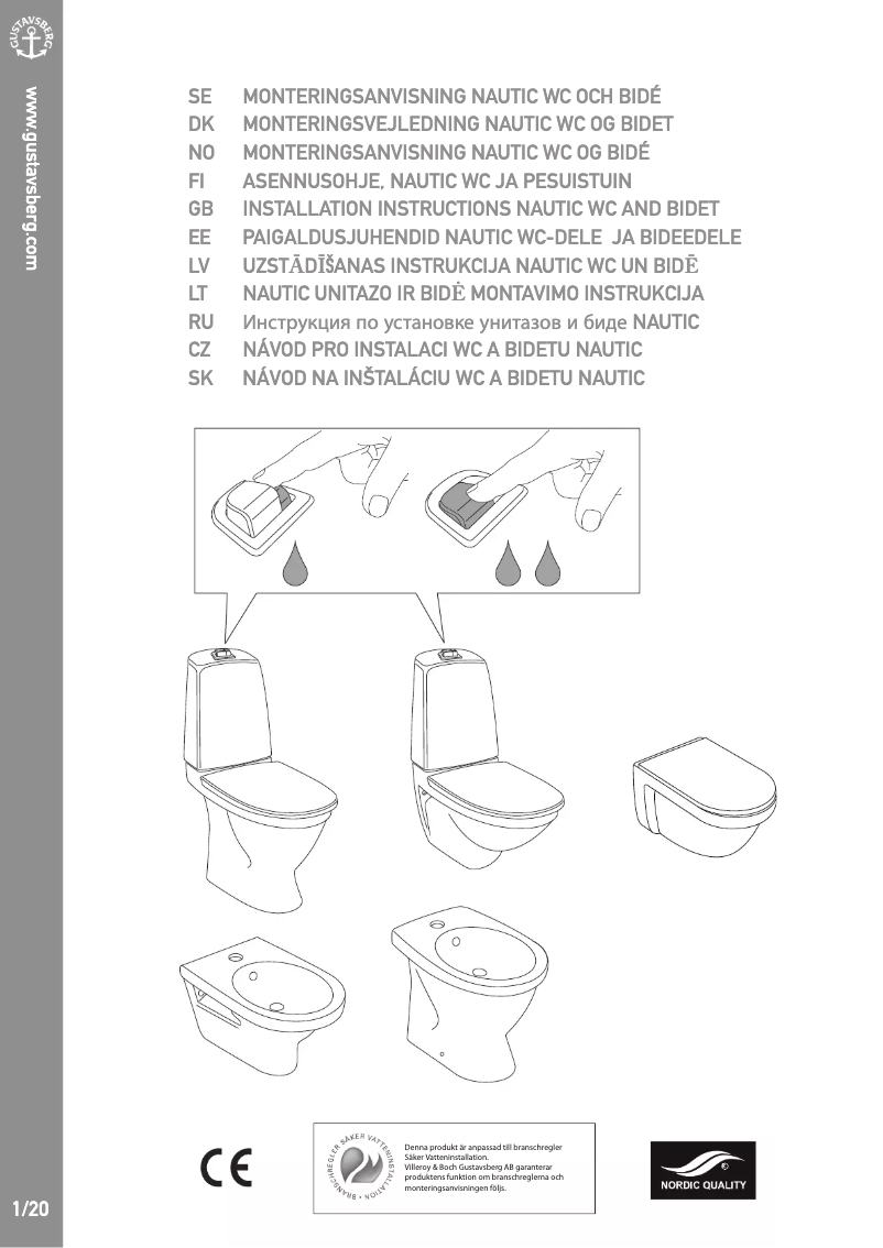 Página 1 del manual Manual de instrucciones Gustavsberg Nautic