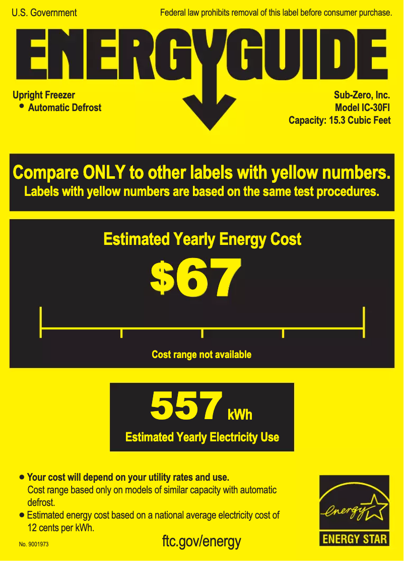 Página 1 del manual Etiqueta energética Sub-Zero IC-30FI-LH