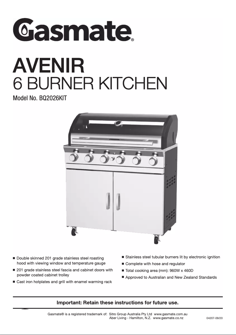 Imagen de la primera página del manual del dispositivo Avenir BQ2026KIT