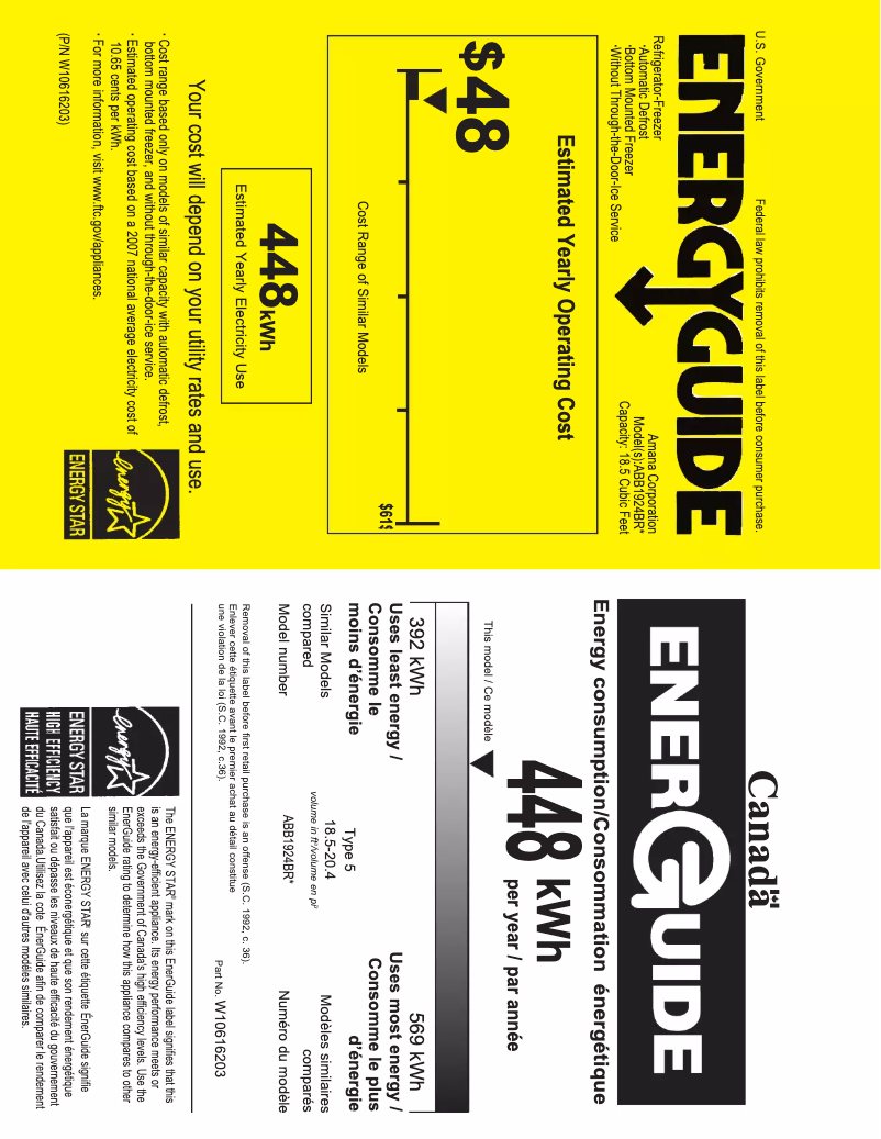 Página 1 del manual Etiqueta energética Amana ABB2224BRB