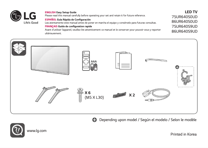 Imagen de la primera página del manual del dispositivo 75UR640S0UD