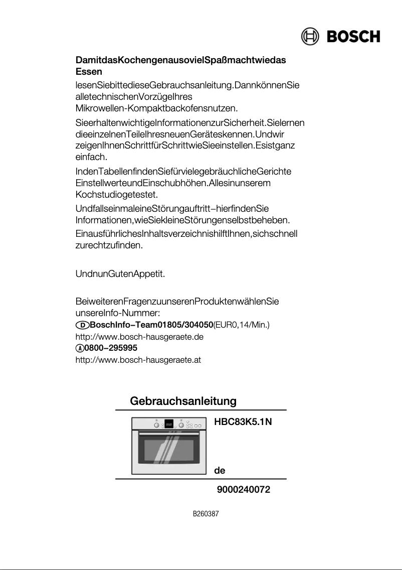 Imagen de la primera página del manual del dispositivo HBC83K551N
