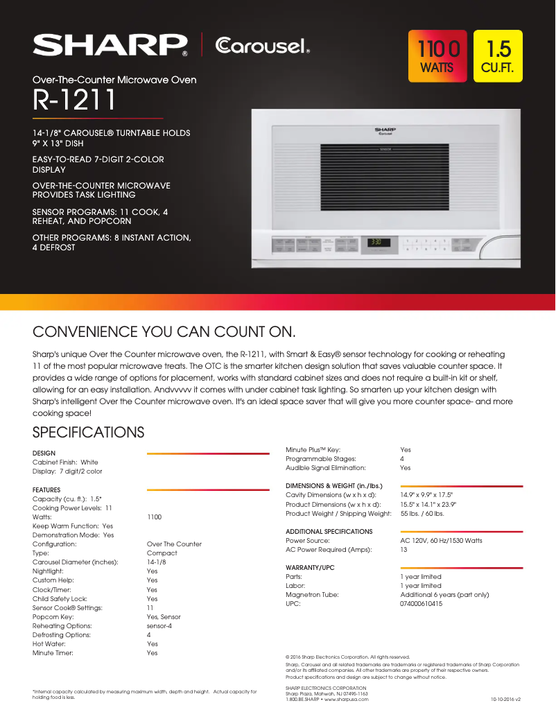 Imagen de la primera página del manual del dispositivo R-1211T
