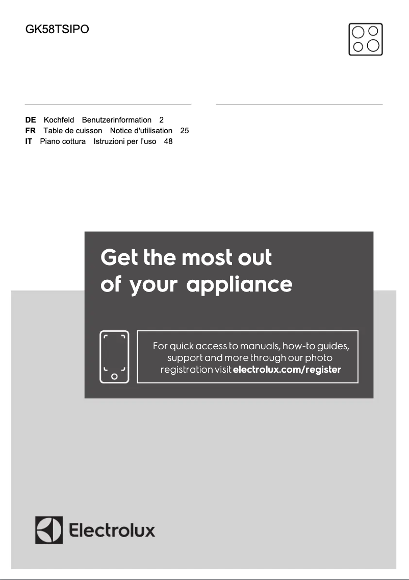 Imagen de la primera página del manual del dispositivo GK58TSIPO