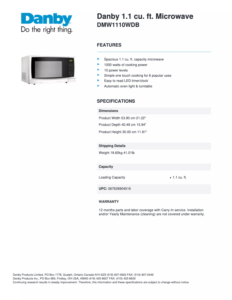 Imagen de la primera página del manual del dispositivo DMW1110WDB