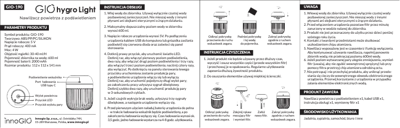 Imagen de la primera página del manual del dispositivo Hygro Light GIO-190