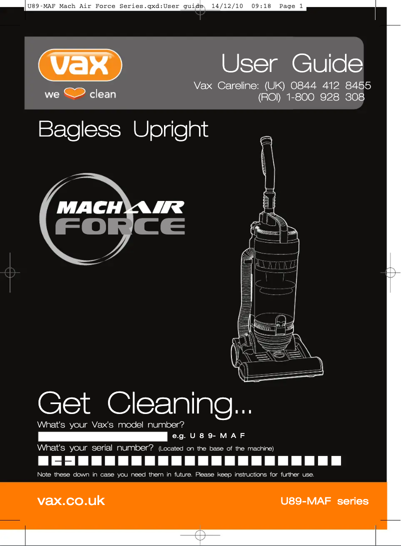 Página nº 1 - Manual de usuario Vax Air Force Total Home