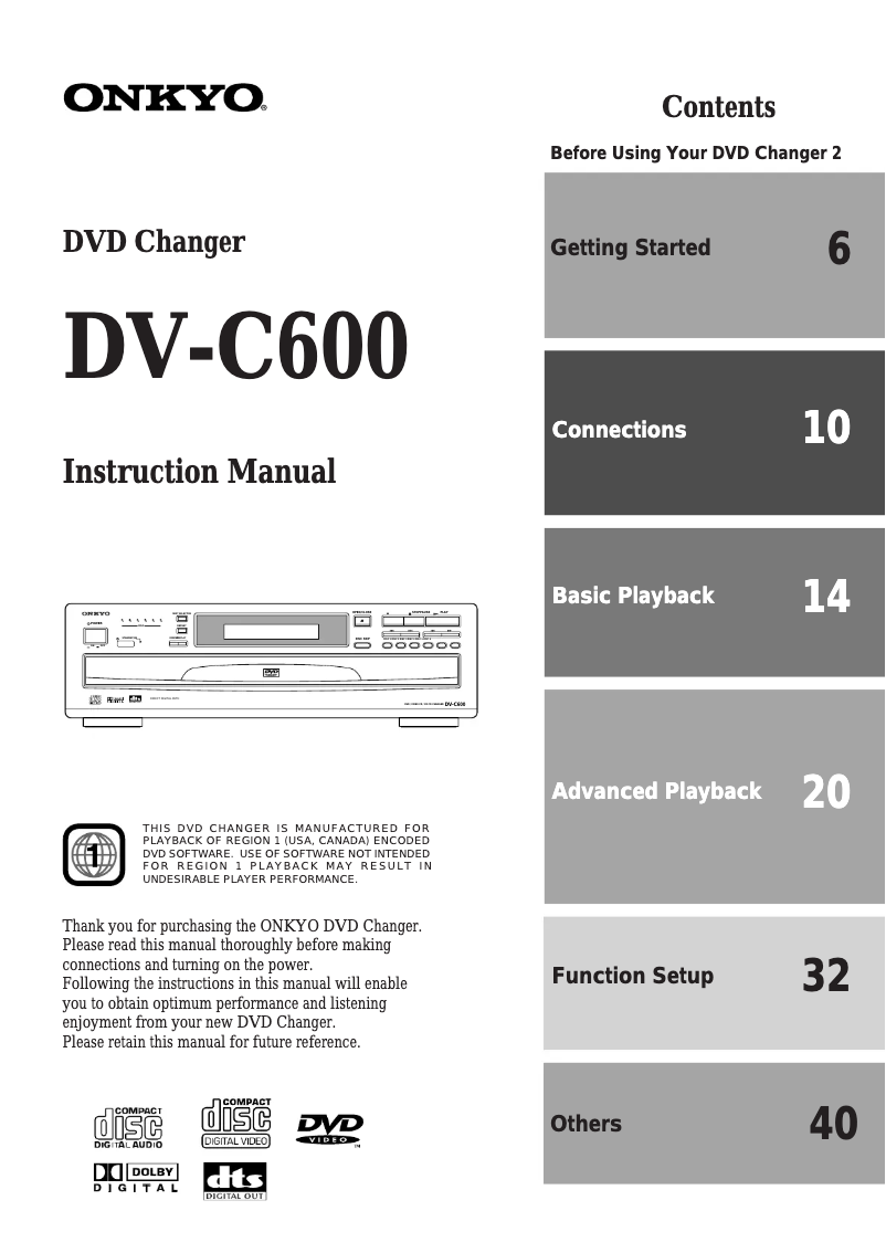 Página 1 del manual Manual de usuario Onkyo DV-C600