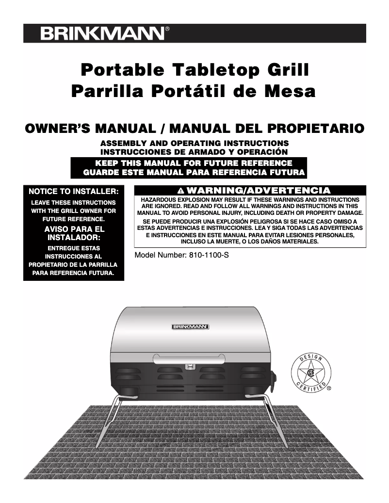 Página nº 1 - Manual de usuario Brinkmann TableTop Grill