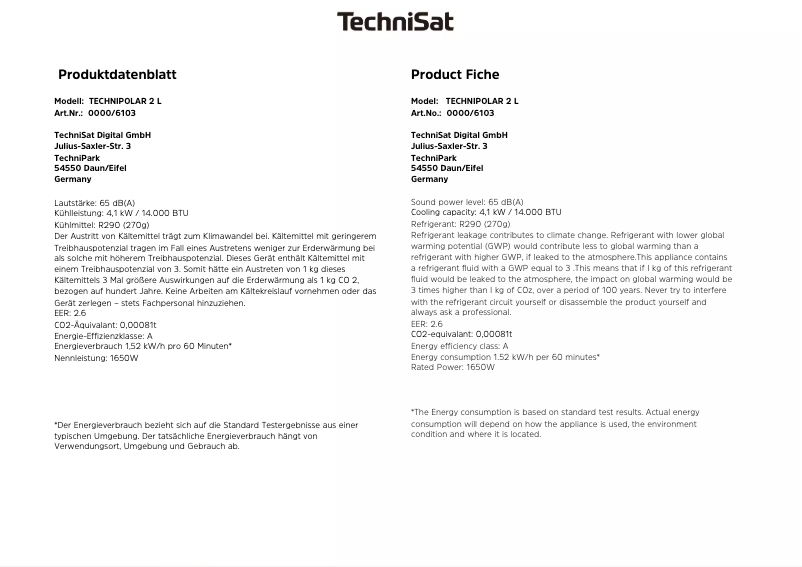 Imagen de la primera página del manual del dispositivo Technipolar 2 L
