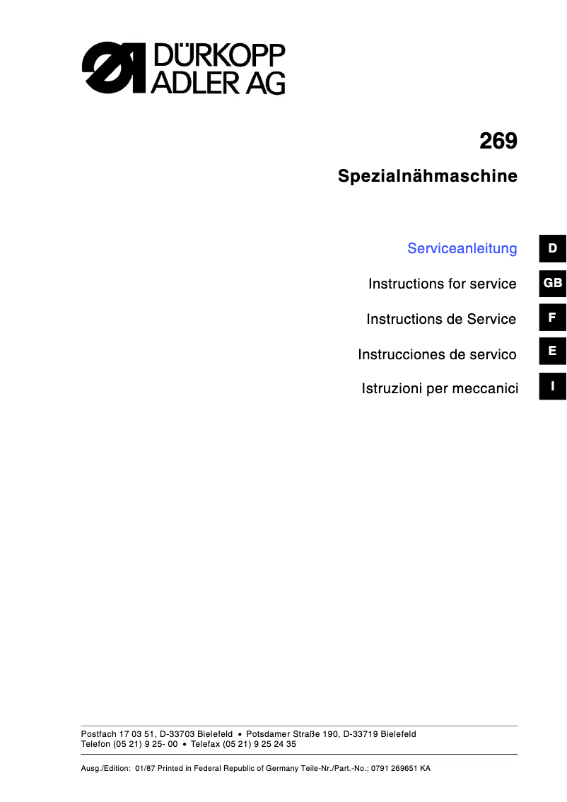 Imagen de la primera página del manual del dispositivo 269