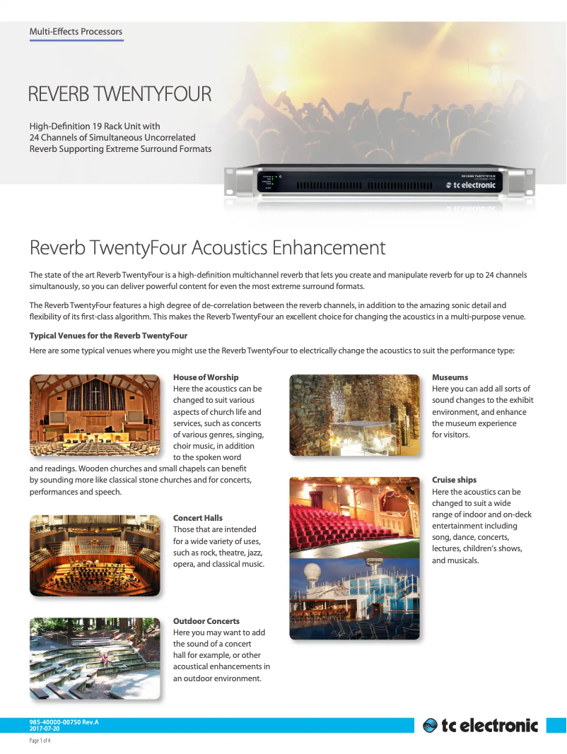 Imagen de la primera página del manual del dispositivo Reverb Twentyfour