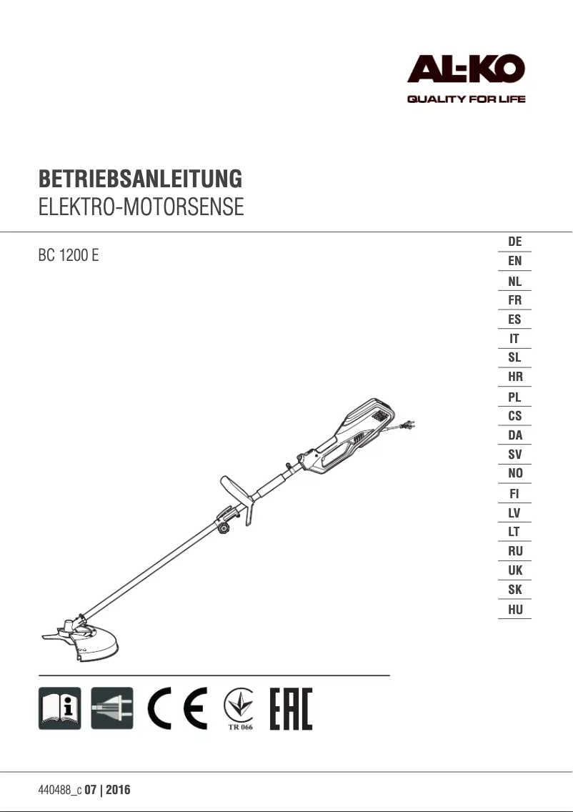Imagen de la primera página del manual del dispositivo BC 1000 E