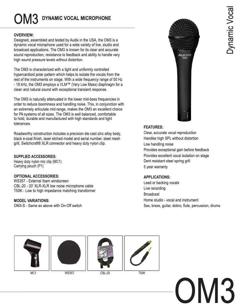 Página 1 del manual Manual de usuario Audix OM3