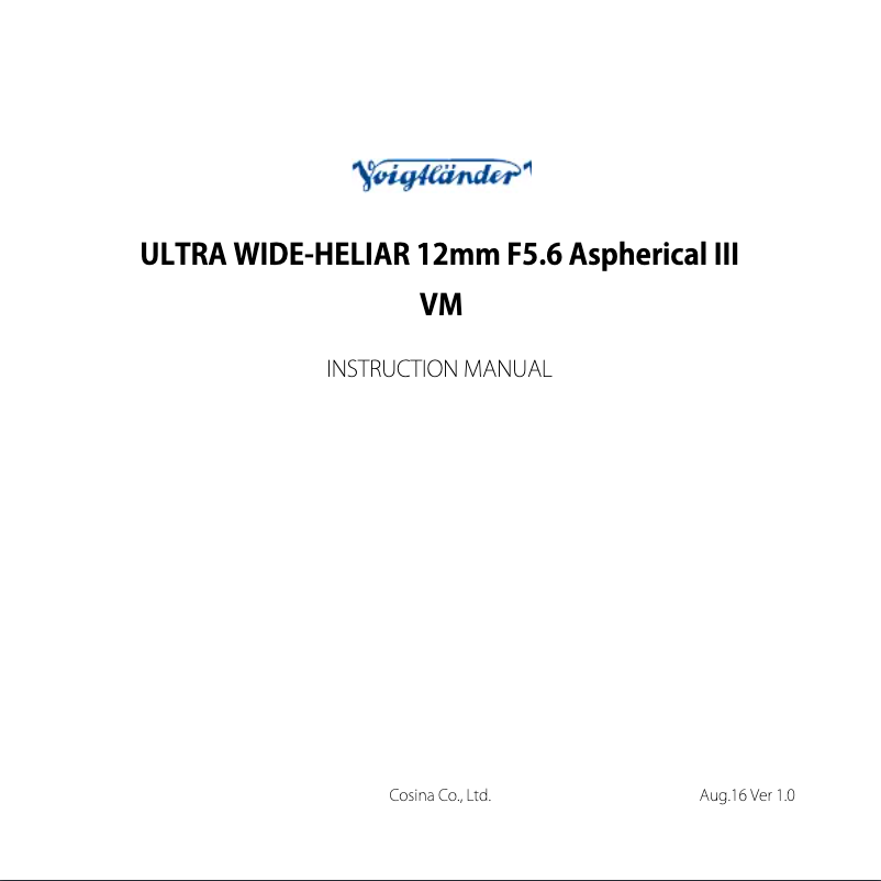Página 1 del manual Manual de usuario Voigtländer 40 mm/1:1.2 Nokton E