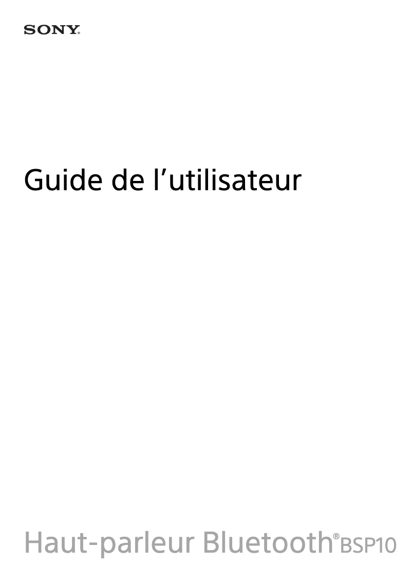 Página 1 del manual Manual de usuario Sony BSP10