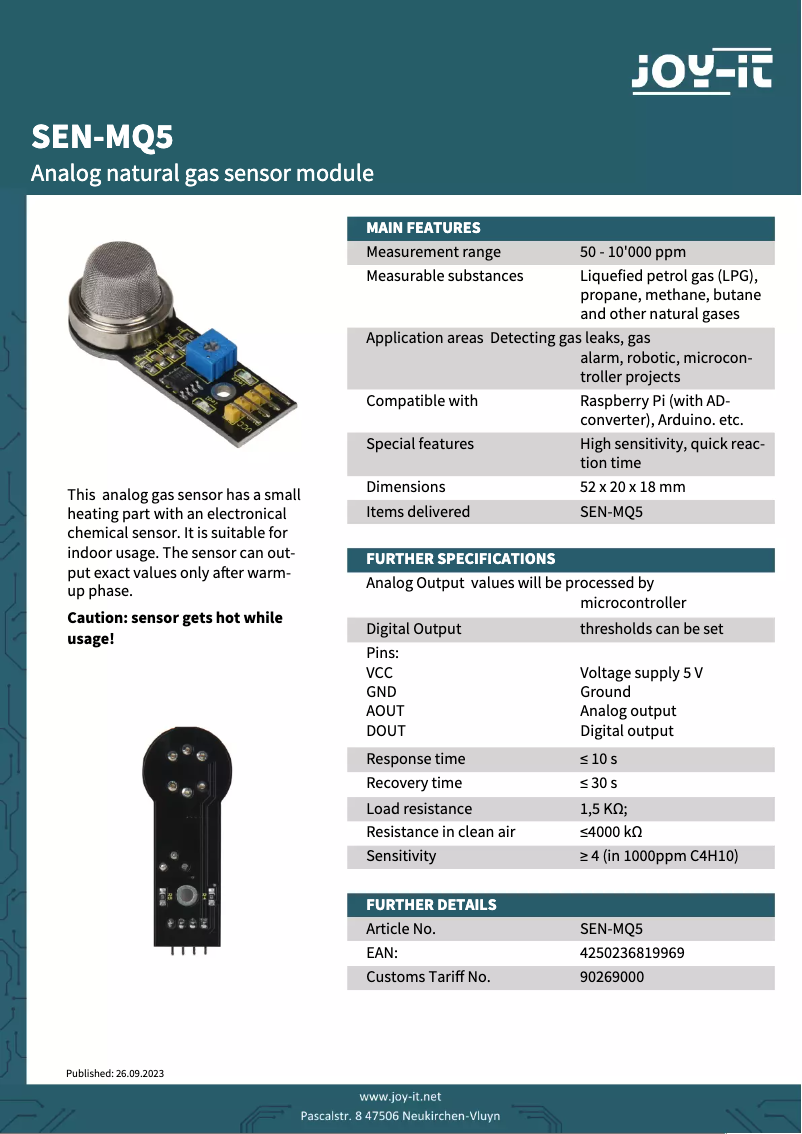 Imagen de la primera página del manual del dispositivo SEN-MQ5