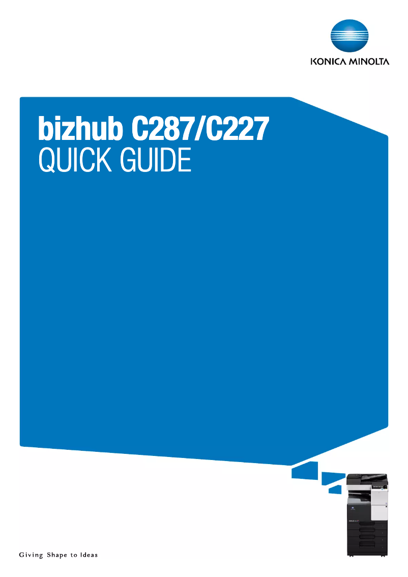 Imagen de la primera página del manual del dispositivo bizhub C227
