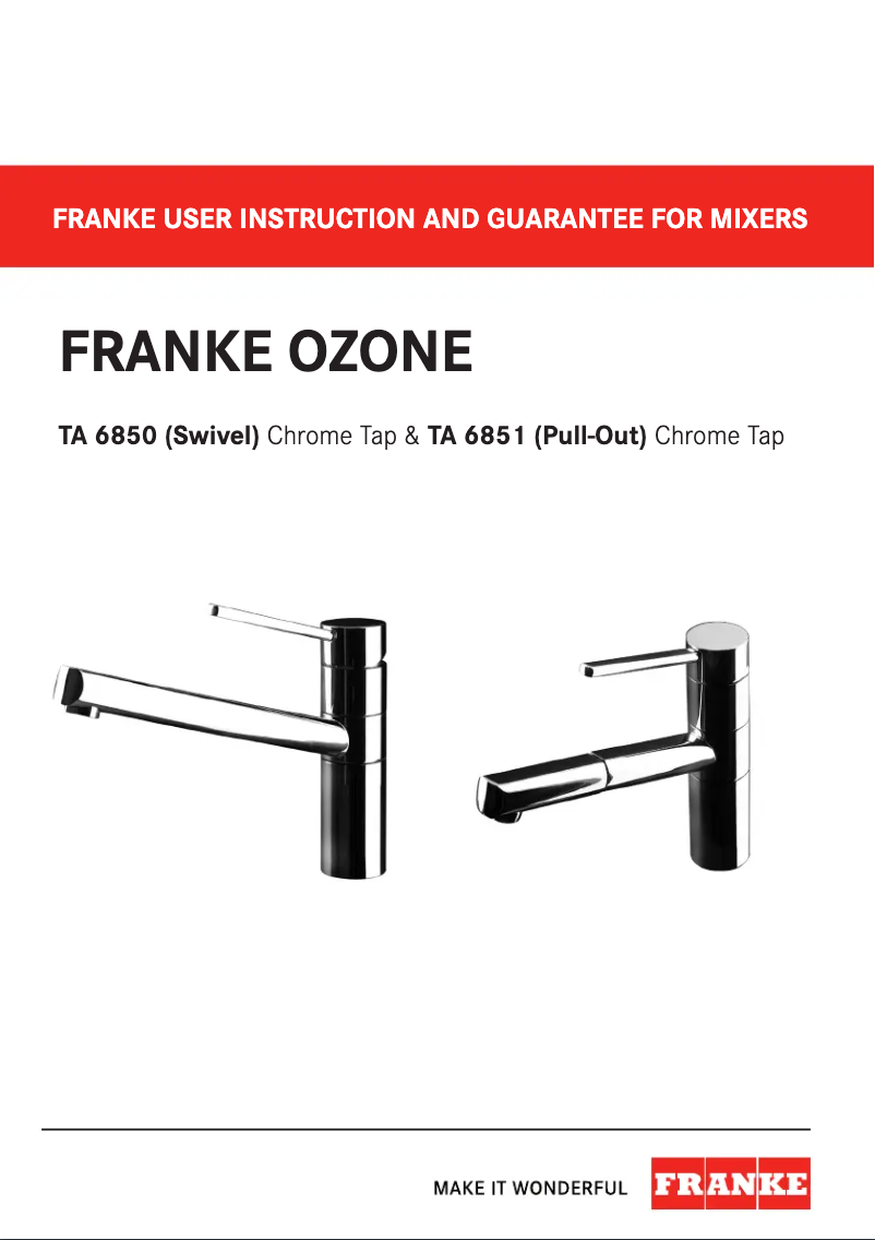 Página 1 del manual Manual de usuario Franke Ozone TA6851